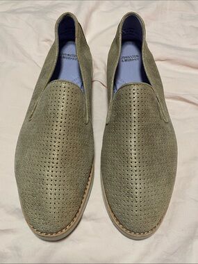 Johnston & Murphy Gold tone Perforated Suede Slip-On Loafers